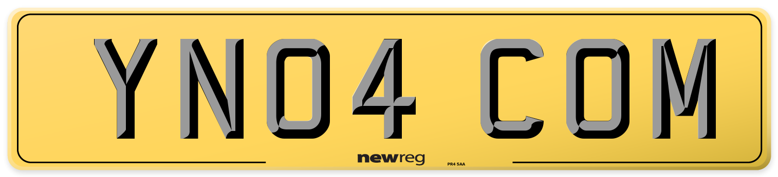YN04 COM Rear Number Plate