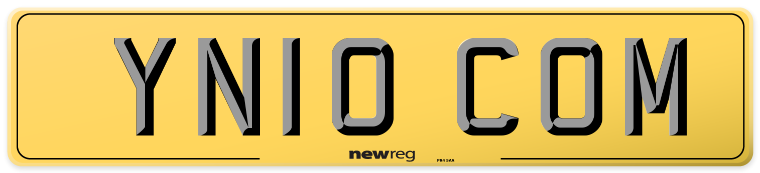 YN10 COM Rear Number Plate
