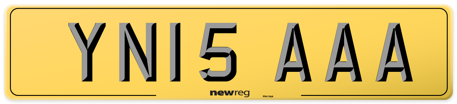 YN15 AAA Rear Number Plate