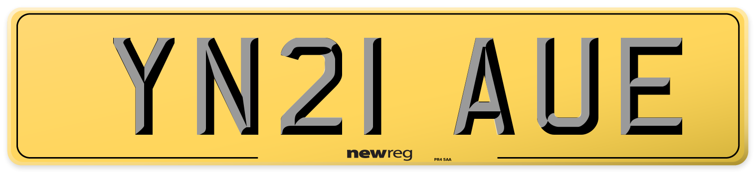YN21 AUE Rear Number Plate