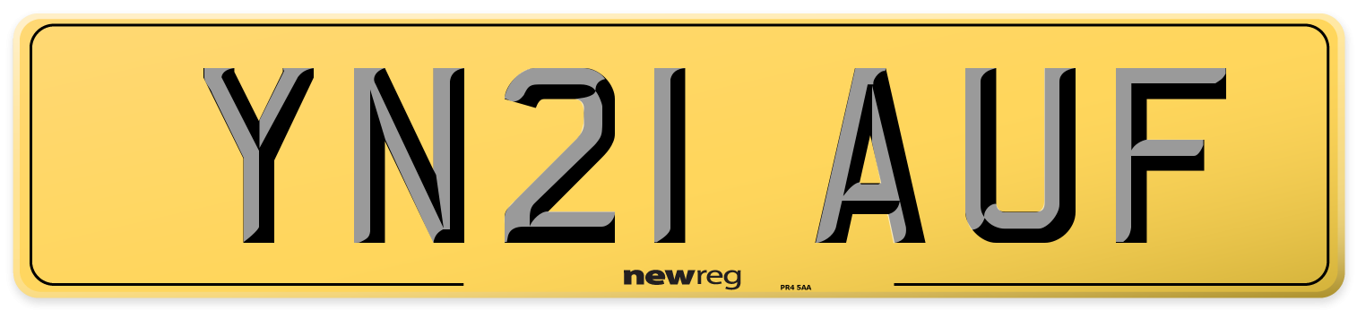 YN21 AUF Rear Number Plate