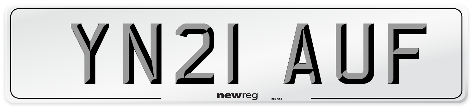 YN21 AUF Front Number Plate