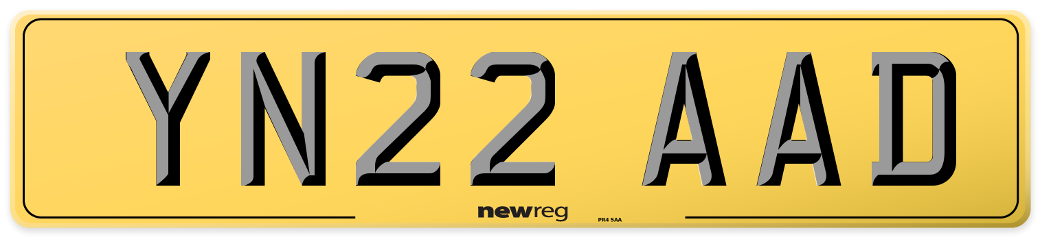 YN22 AAD Rear Number Plate