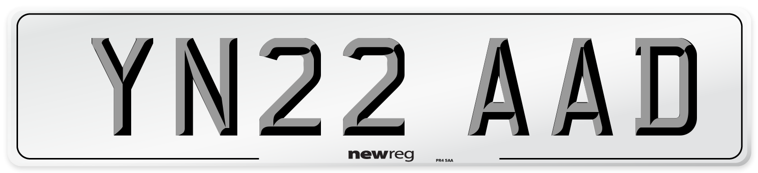 YN22 AAD Front Number Plate