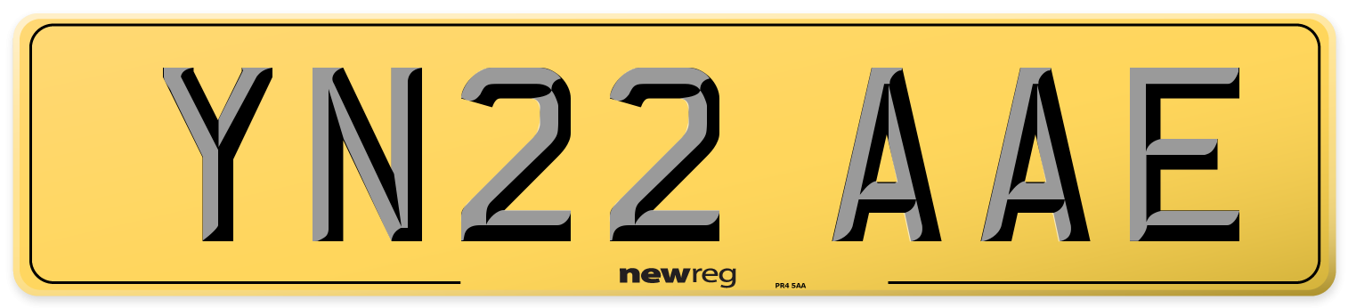 YN22 AAE Rear Number Plate