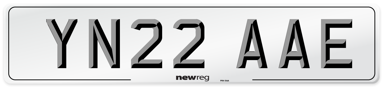 YN22 AAE Front Number Plate