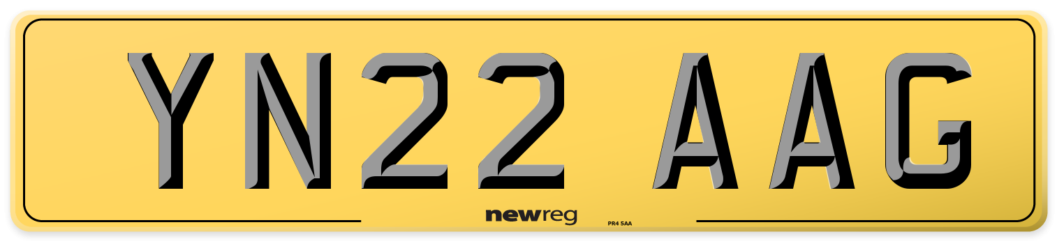 YN22 AAG Rear Number Plate