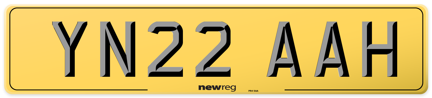 YN22 AAH Rear Number Plate
