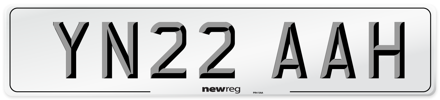 YN22 AAH Front Number Plate
