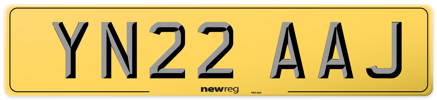YN22 AAJ Rear Number Plate