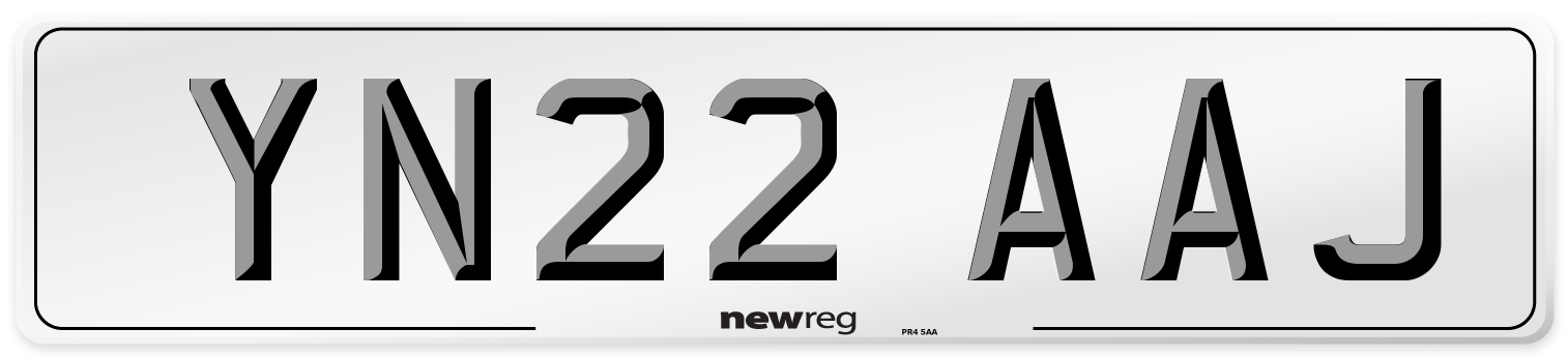 YN22 AAJ Front Number Plate