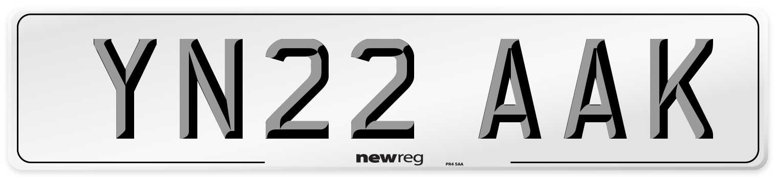 YN22 AAK Front Number Plate