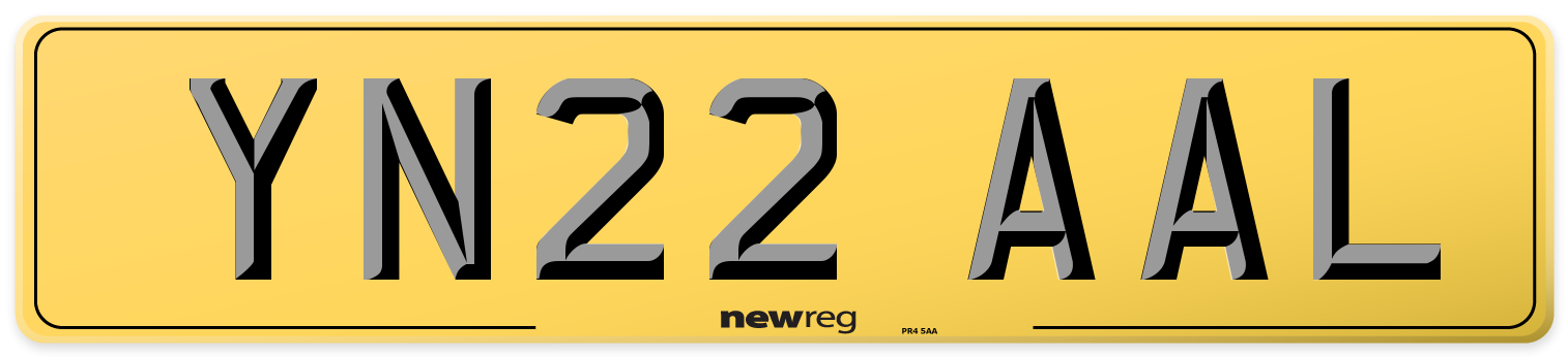 YN22 AAL Rear Number Plate