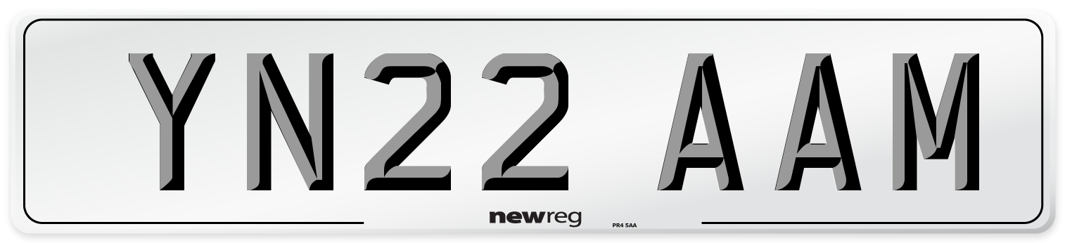 YN22 AAM Front Number Plate