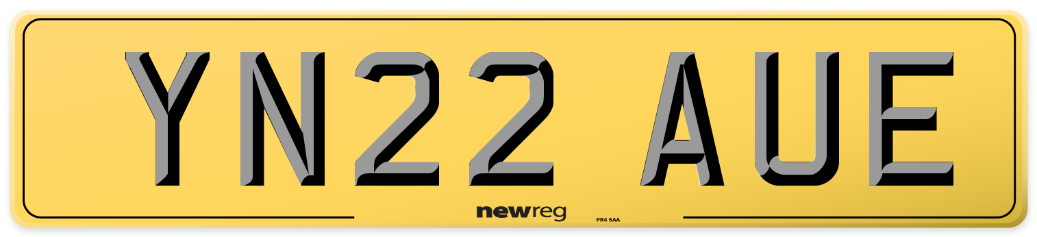 YN22 AUE Rear Number Plate