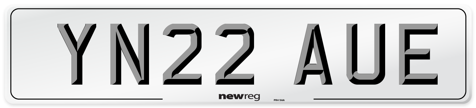 YN22 AUE Front Number Plate