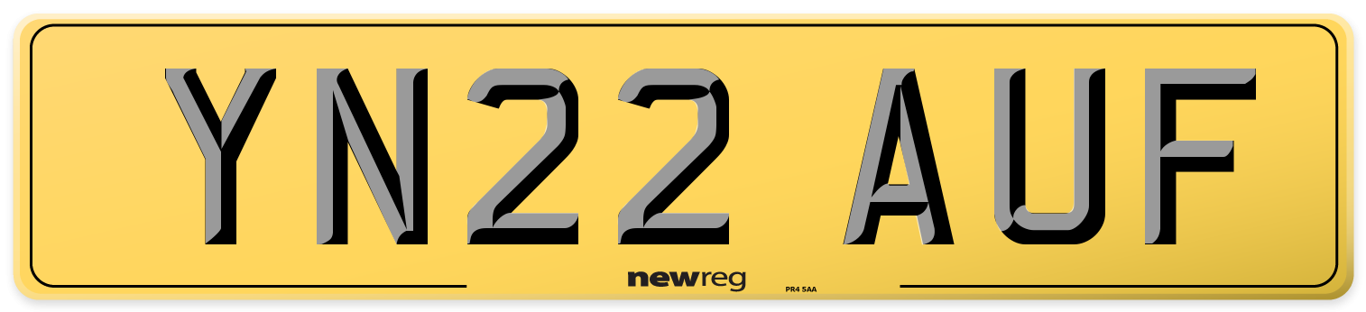 YN22 AUF Rear Number Plate