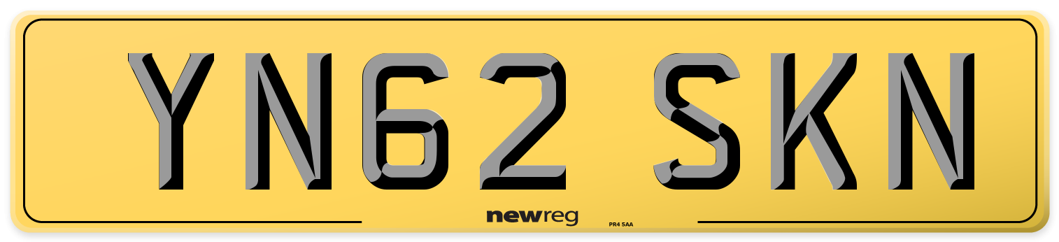 YN62 SKN Rear Number Plate