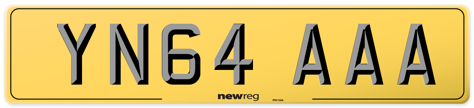 YN64 AAA Rear Number Plate