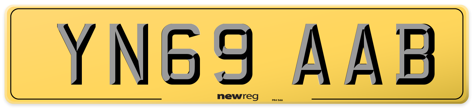 YN69 AAB Rear Number Plate