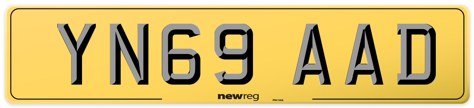 YN69 AAD Rear Number Plate