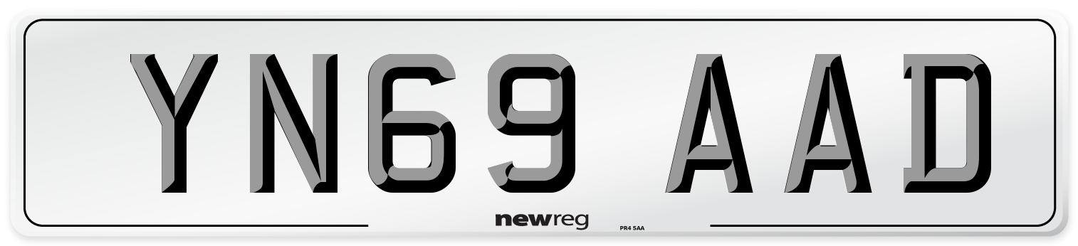 YN69 AAD Front Number Plate