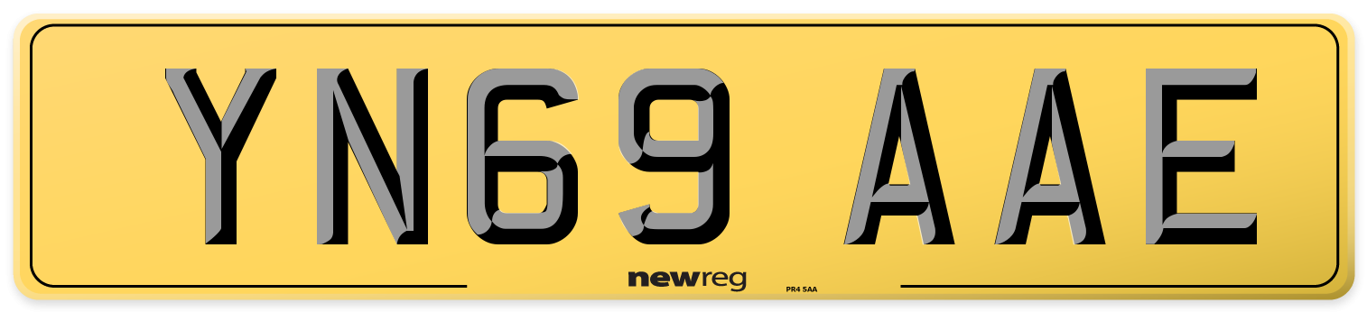 YN69 AAE Rear Number Plate