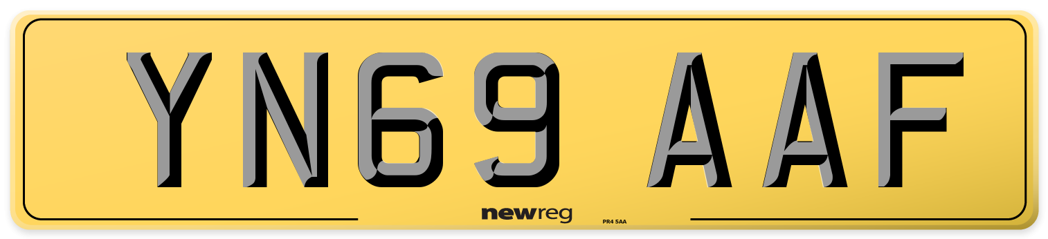 YN69 AAF Rear Number Plate