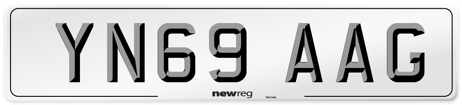 YN69 AAG Front Number Plate