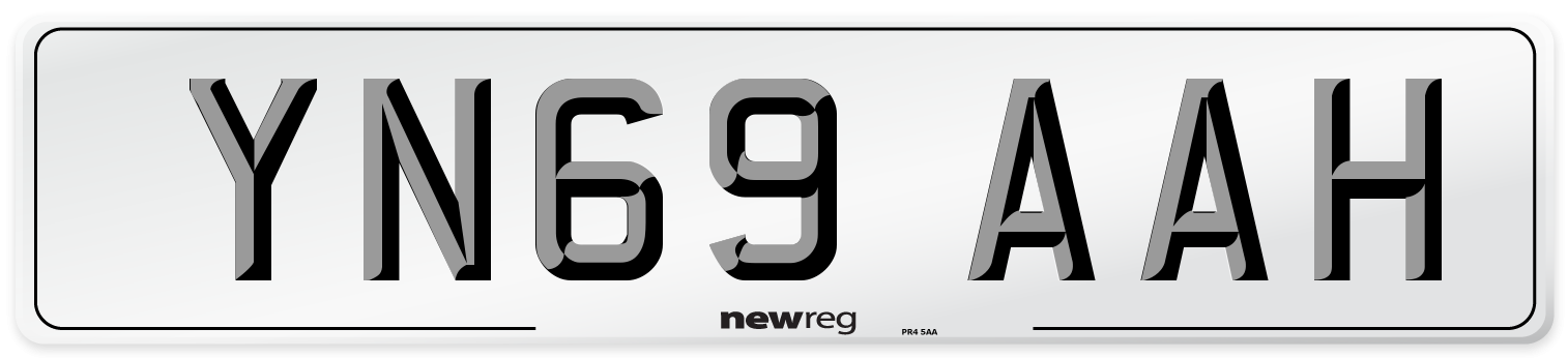 YN69 AAH Front Number Plate