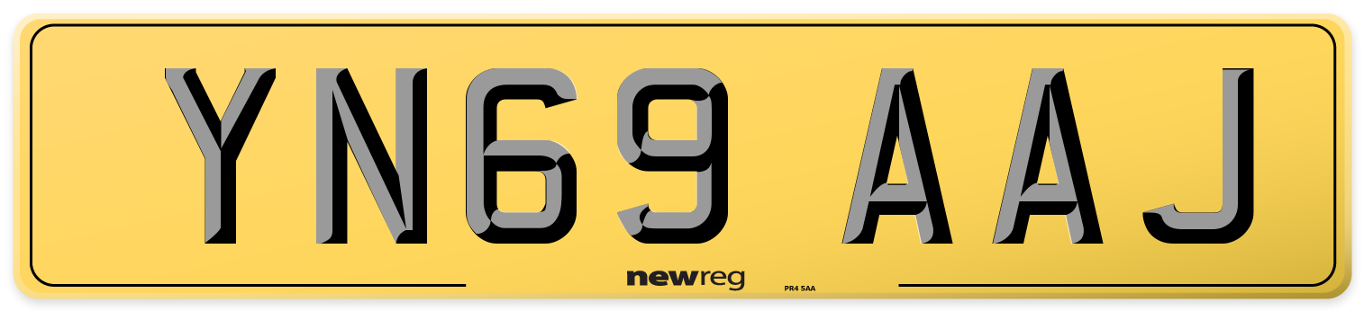 YN69 AAJ Rear Number Plate
