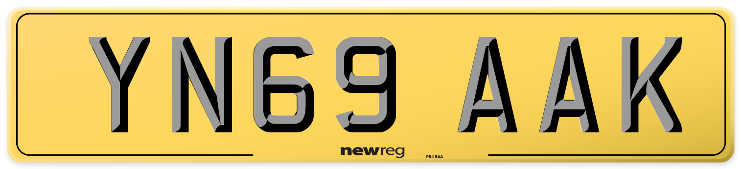 YN69 AAK Rear Number Plate
