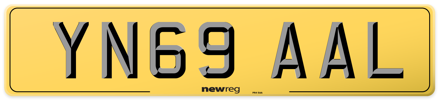 YN69 AAL Rear Number Plate