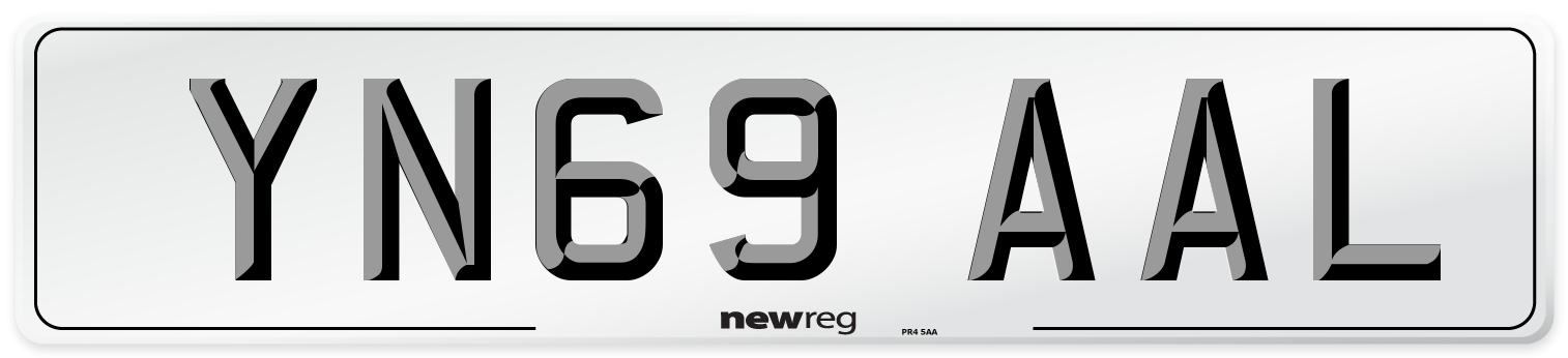 YN69 AAL Front Number Plate