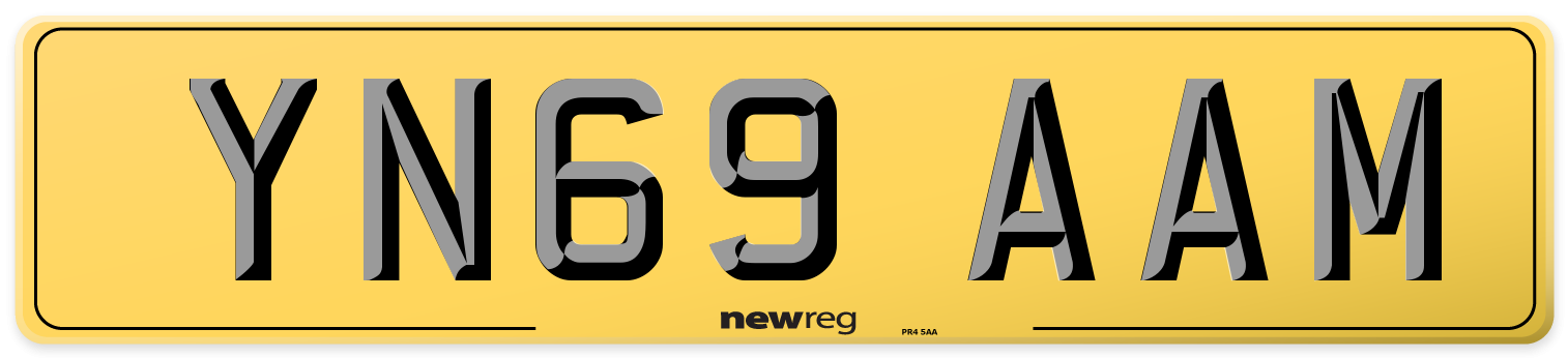 YN69 AAM Rear Number Plate