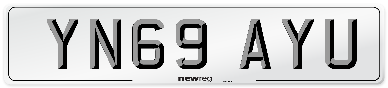 YN69 AYU Front Number Plate