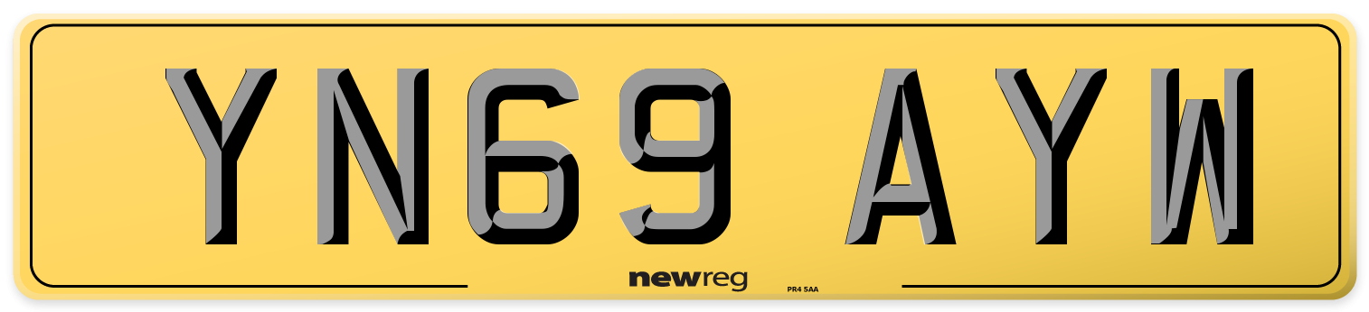 YN69 AYW Rear Number Plate