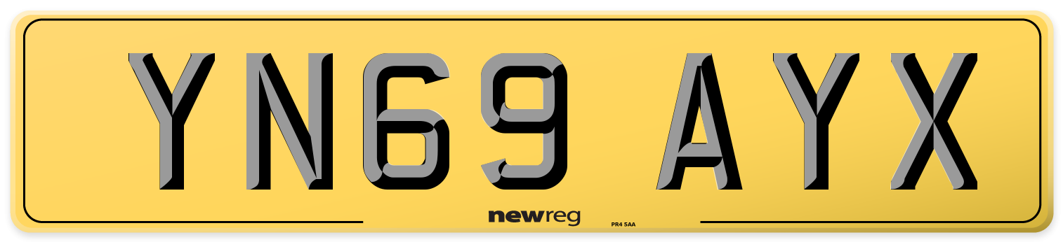 YN69 AYX Rear Number Plate