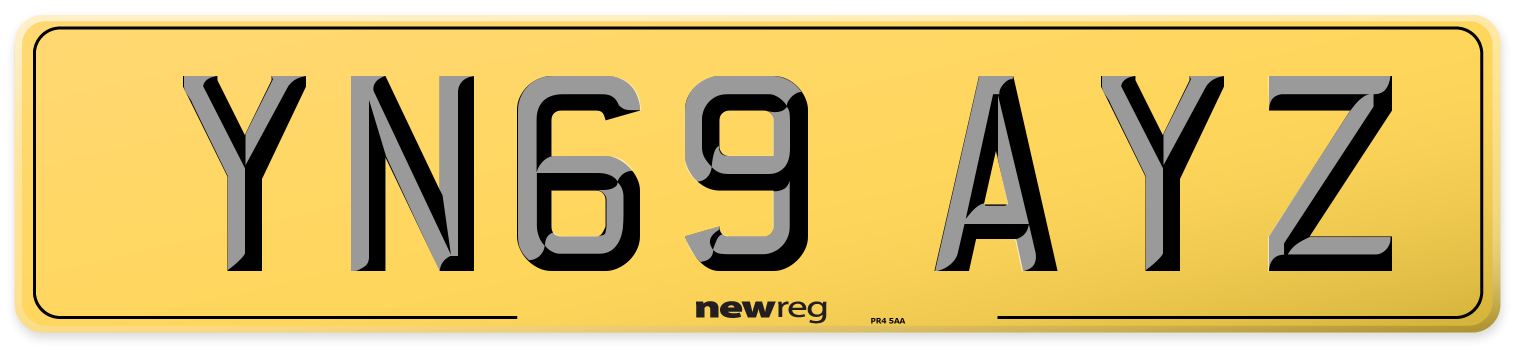 YN69 AYZ Rear Number Plate