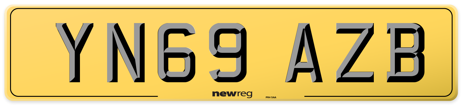 YN69 AZB Rear Number Plate