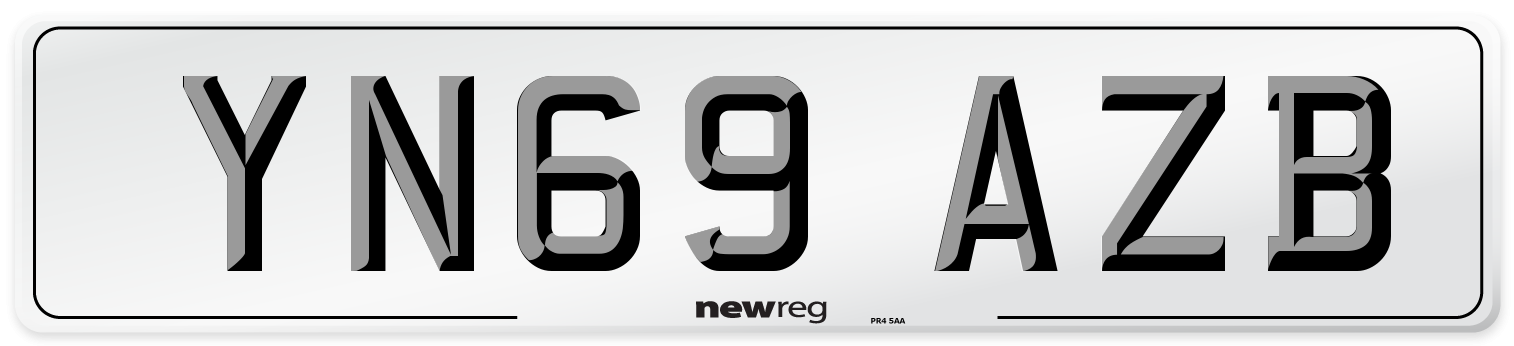 YN69 AZB Front Number Plate