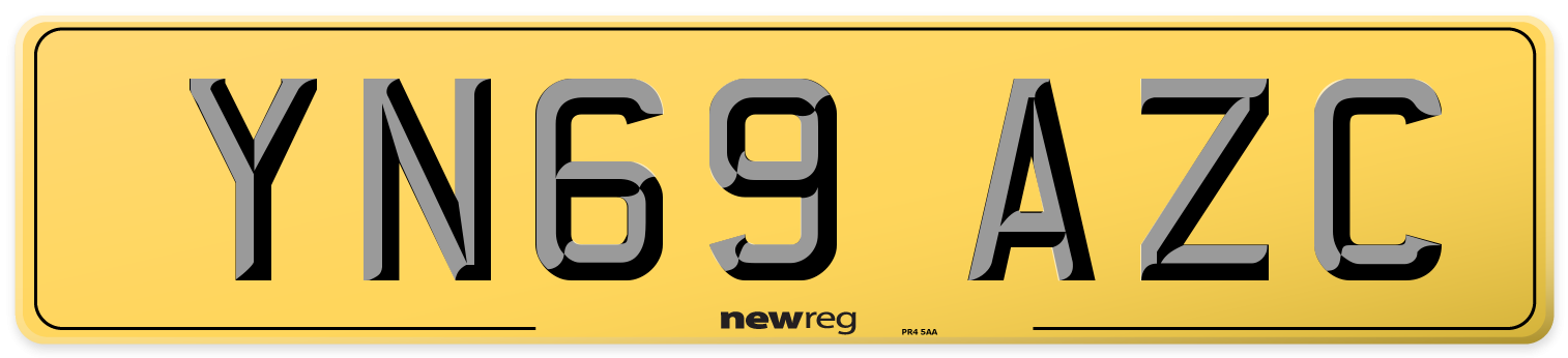 YN69 AZC Rear Number Plate
