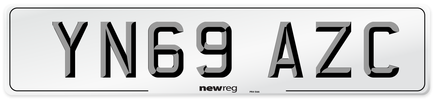 YN69 AZC Front Number Plate