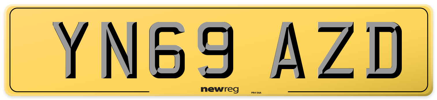 YN69 AZD Rear Number Plate