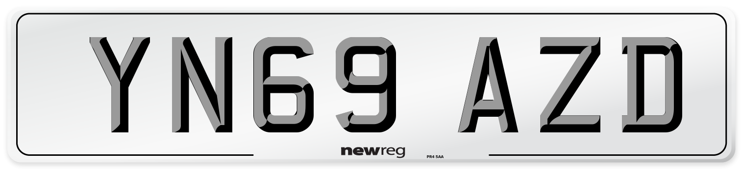 YN69 AZD Front Number Plate