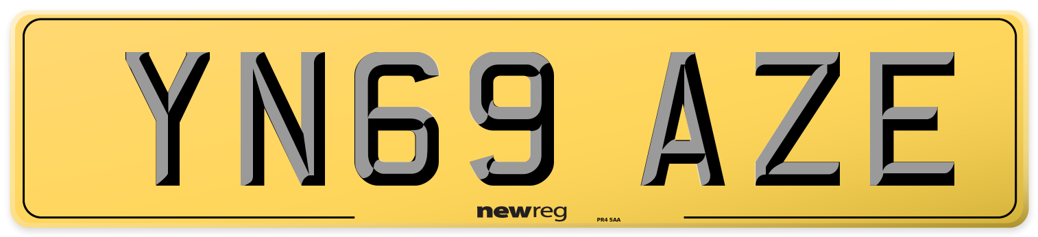 YN69 AZE Rear Number Plate