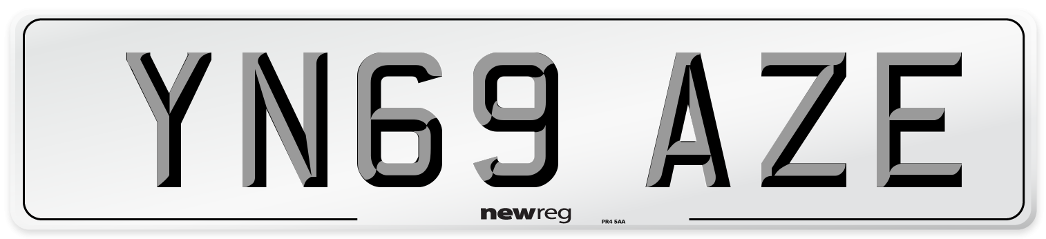 YN69 AZE Front Number Plate