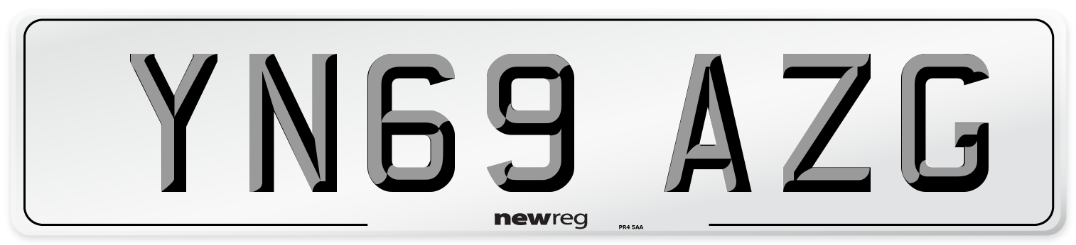 YN69 AZG Front Number Plate