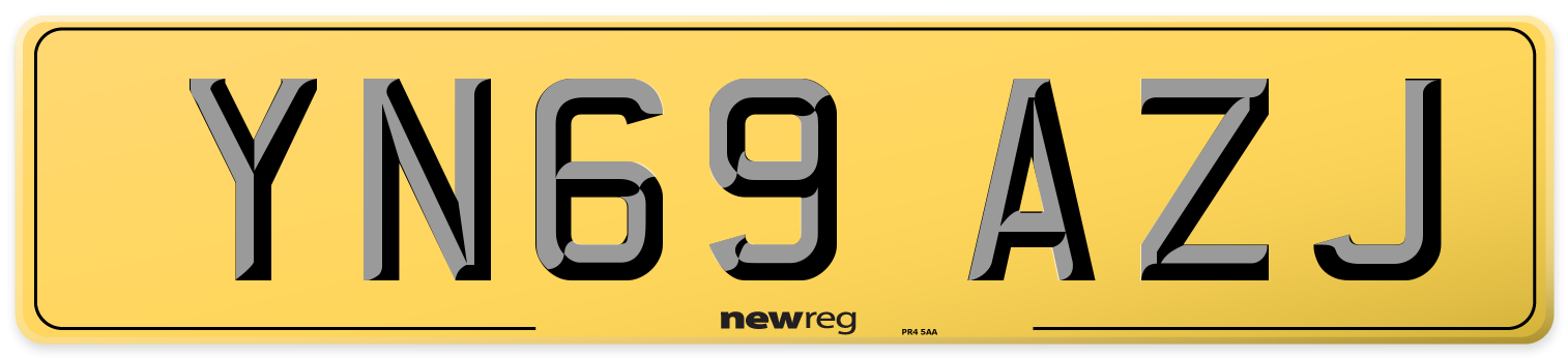 YN69 AZJ Rear Number Plate