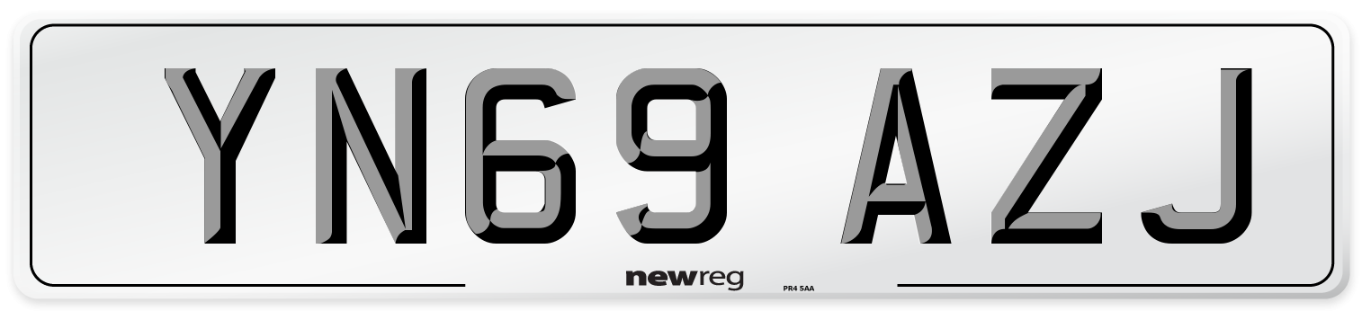 YN69 AZJ Front Number Plate